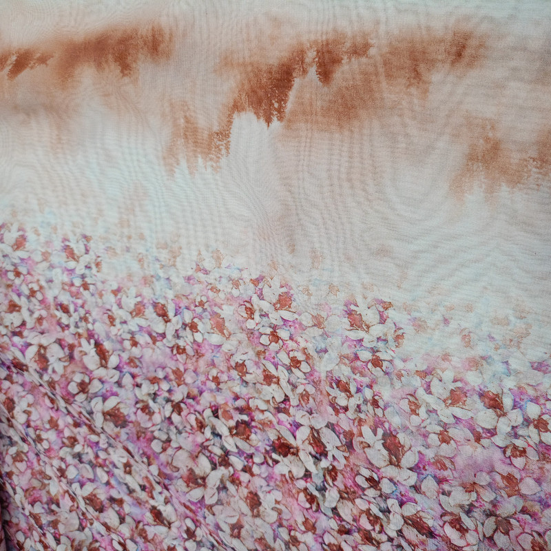 Border Flower Print On Flat Chiffon FCPS141