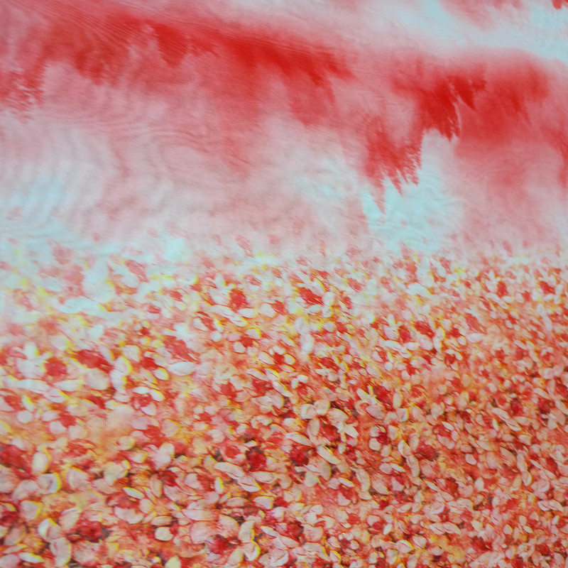 Border Flower Print On Flat Chiffon FCPS143