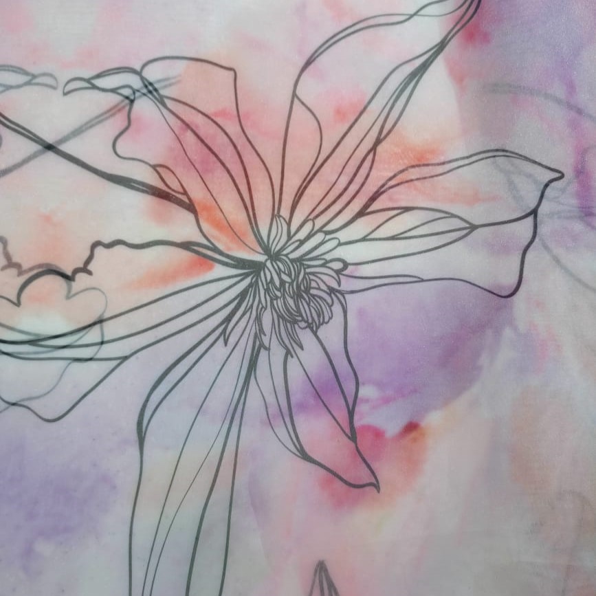 Sea Flower Print On Organza SS22A-ORPA59