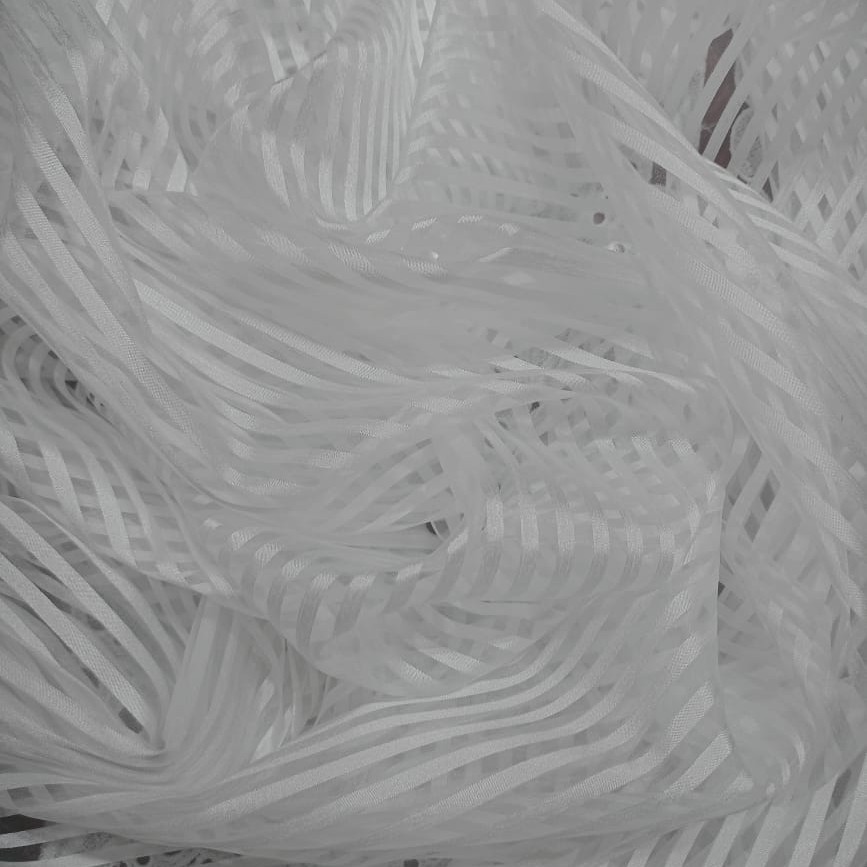 Satin Organza Stripes Dyed Fabric