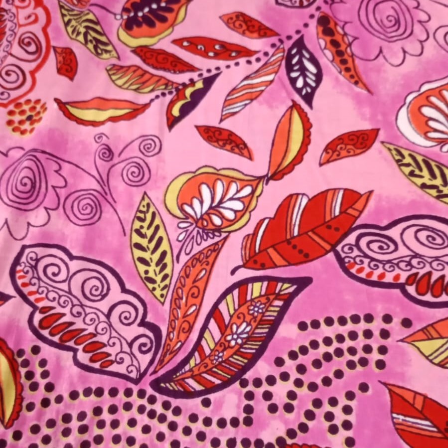 Pink Base Garden Print On Cotton Knitted CKPS18