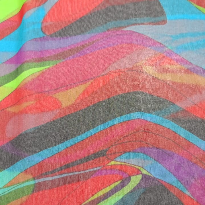 Multicolour Wave Print On Silk Georgette SGPS07