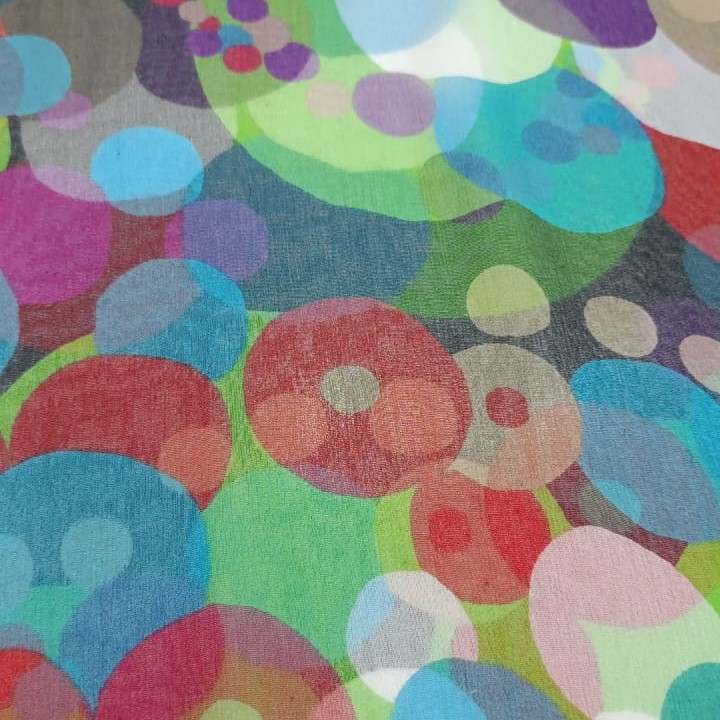 Multicolour Spots Print On Silk Georgette SGPS09