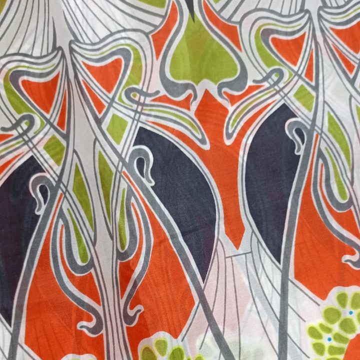 Orange Daco Print On Silk Habutai 54 Inch SHPS07