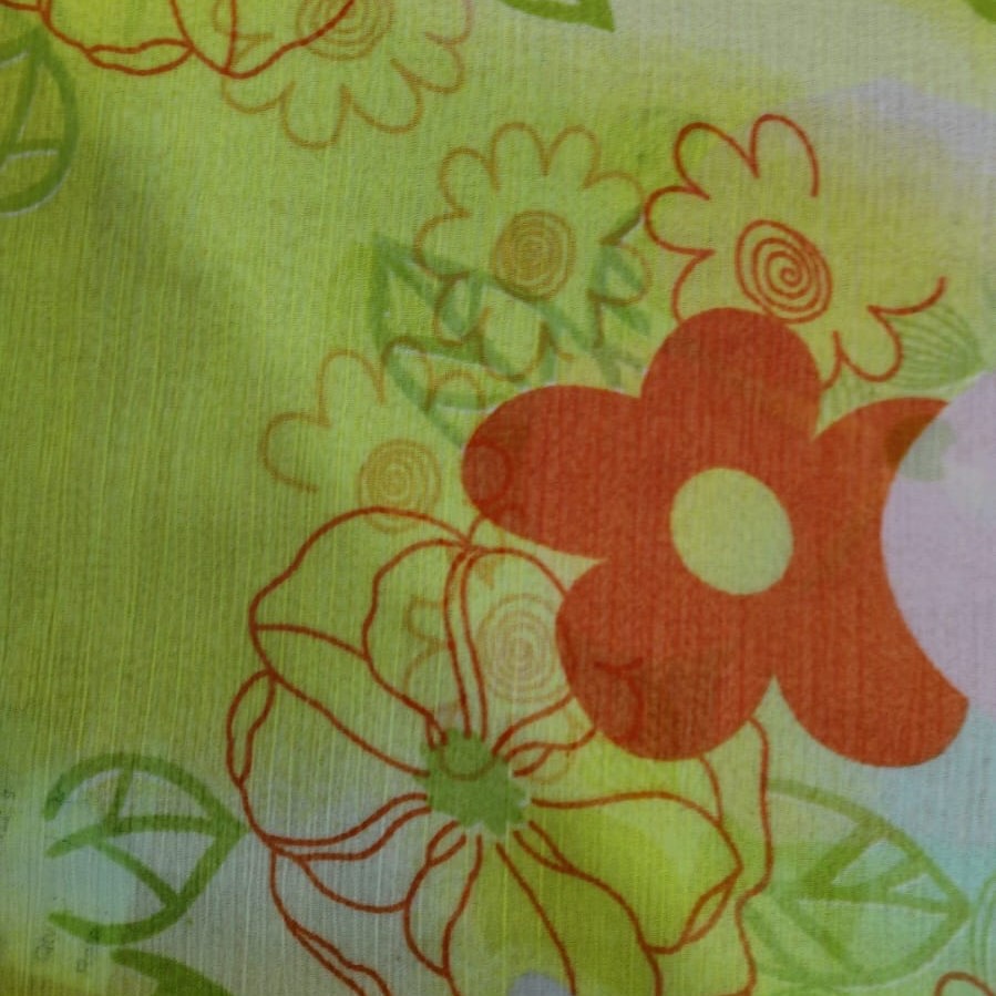 Flower Art Print On Poly Chiffon PCPS19