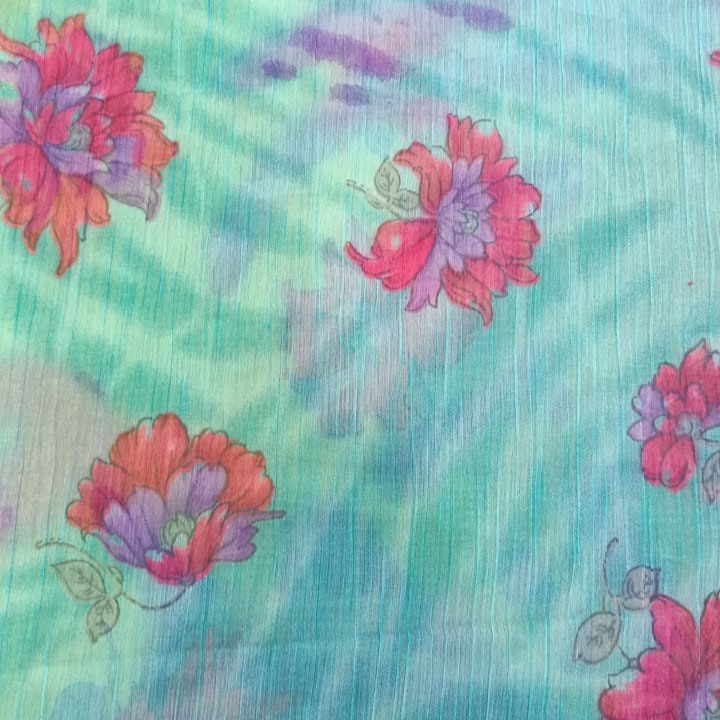 Water Flower Print On Poly Chiffon PCPS21