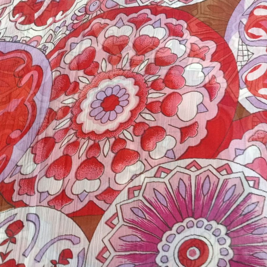 Multicolours Chakra Print On Poly Chiffon PCPS40