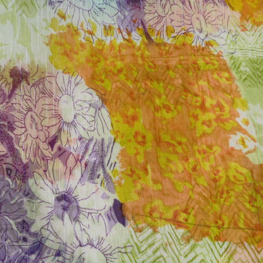 Flower Artwork Print On Poly Chiffon PCPS52