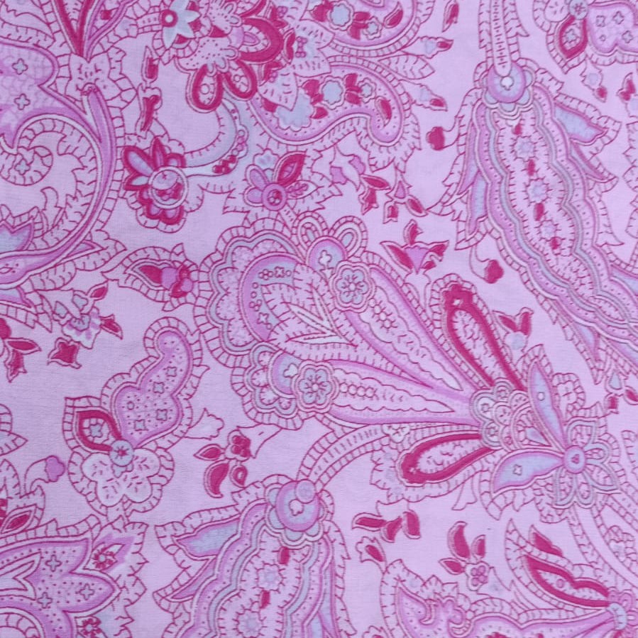Pink Paisley Print On Poly Crepe (SS24) PCSP04