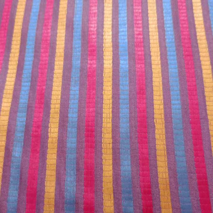 Matka Silk Cotton Stripes Dyed Fabric MSCS08