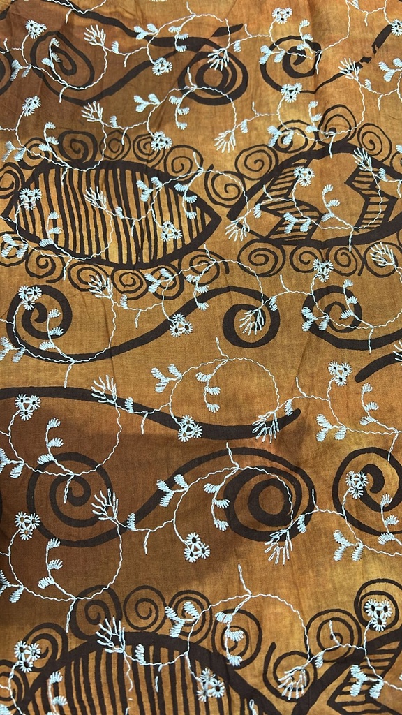 Yellow Cotton Schiffli Embroidery Print