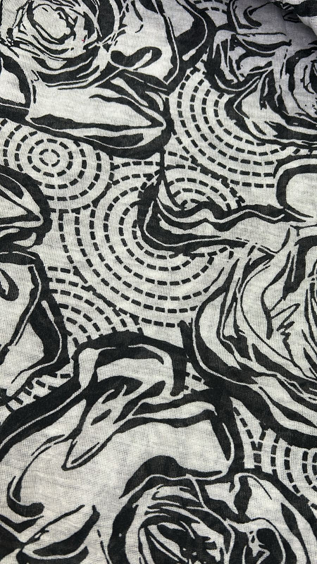 Abstract Black Cotton Hosiery Print