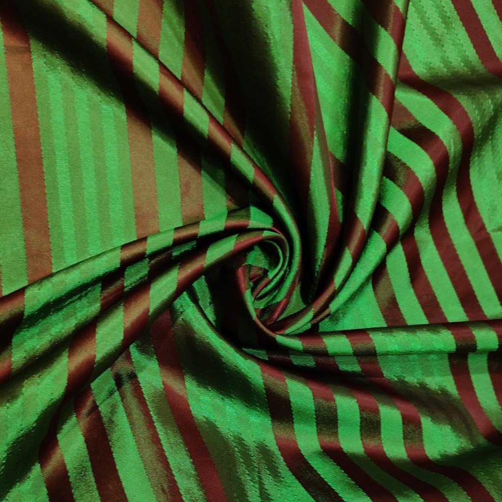 Red & Green Stripes On Poly Taffeta