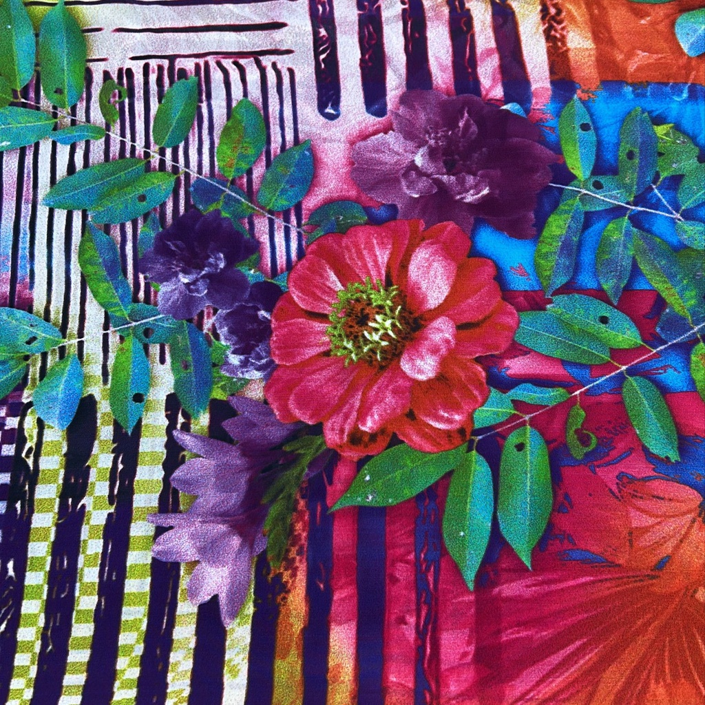 Leaf Print On Silk Crepe