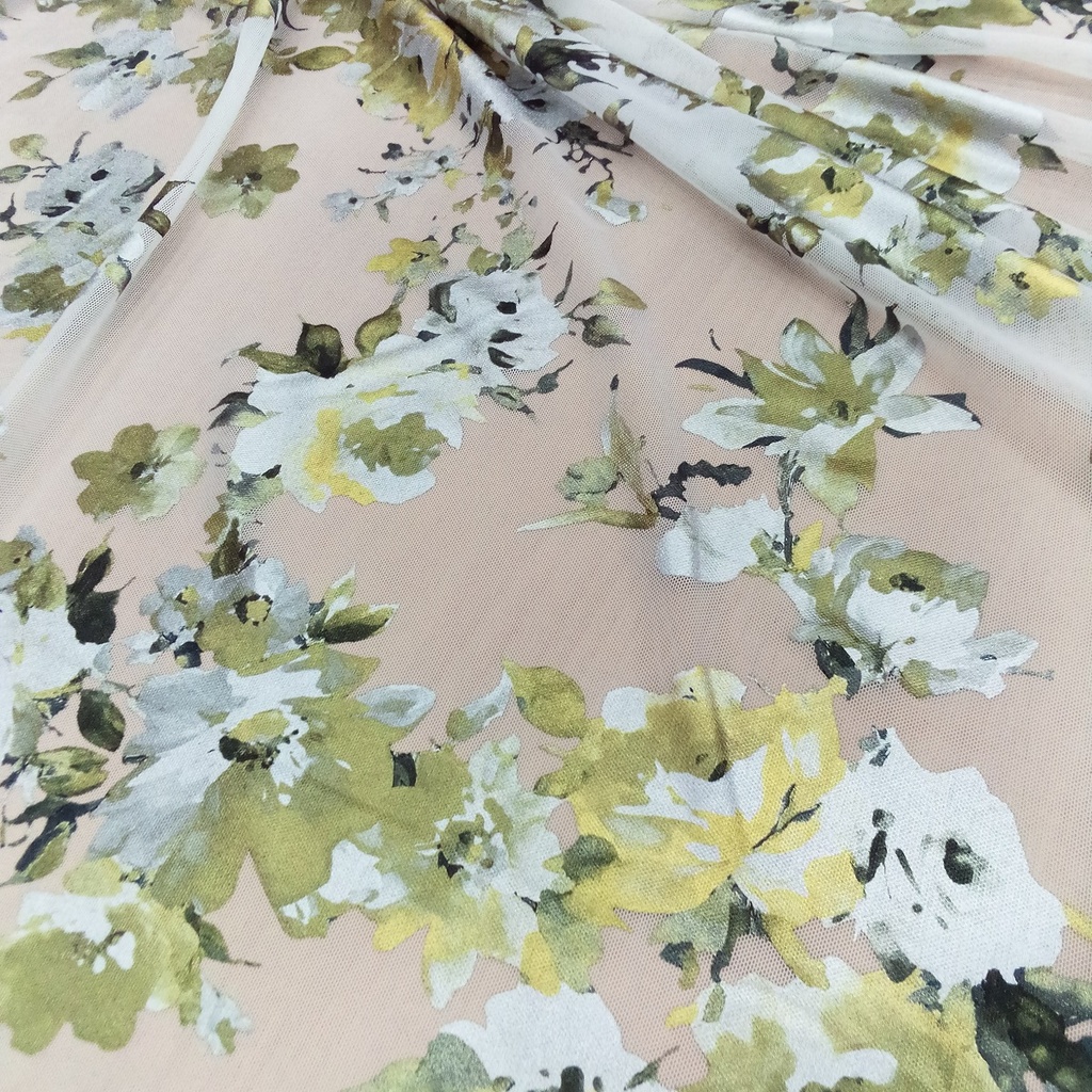 English Wedding Floral Print on 3D Net S24  3DPS06