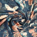 Sun-Kissed Teal Butterfly Print on Chiffon Lurex