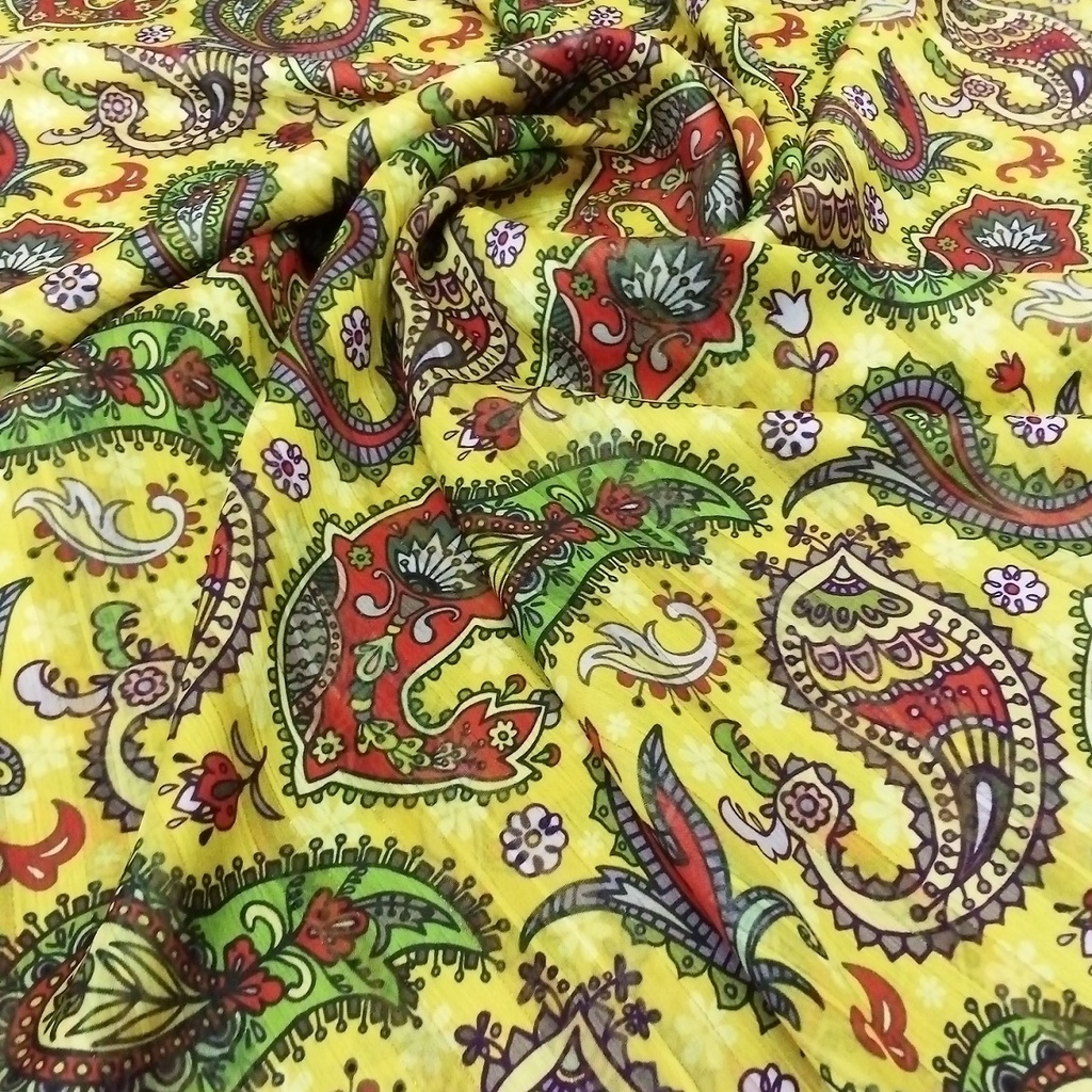 Lemon and Spice Print on Chiffon Lurex