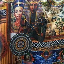 Egyptian Culture Print on Chiffon Lurex