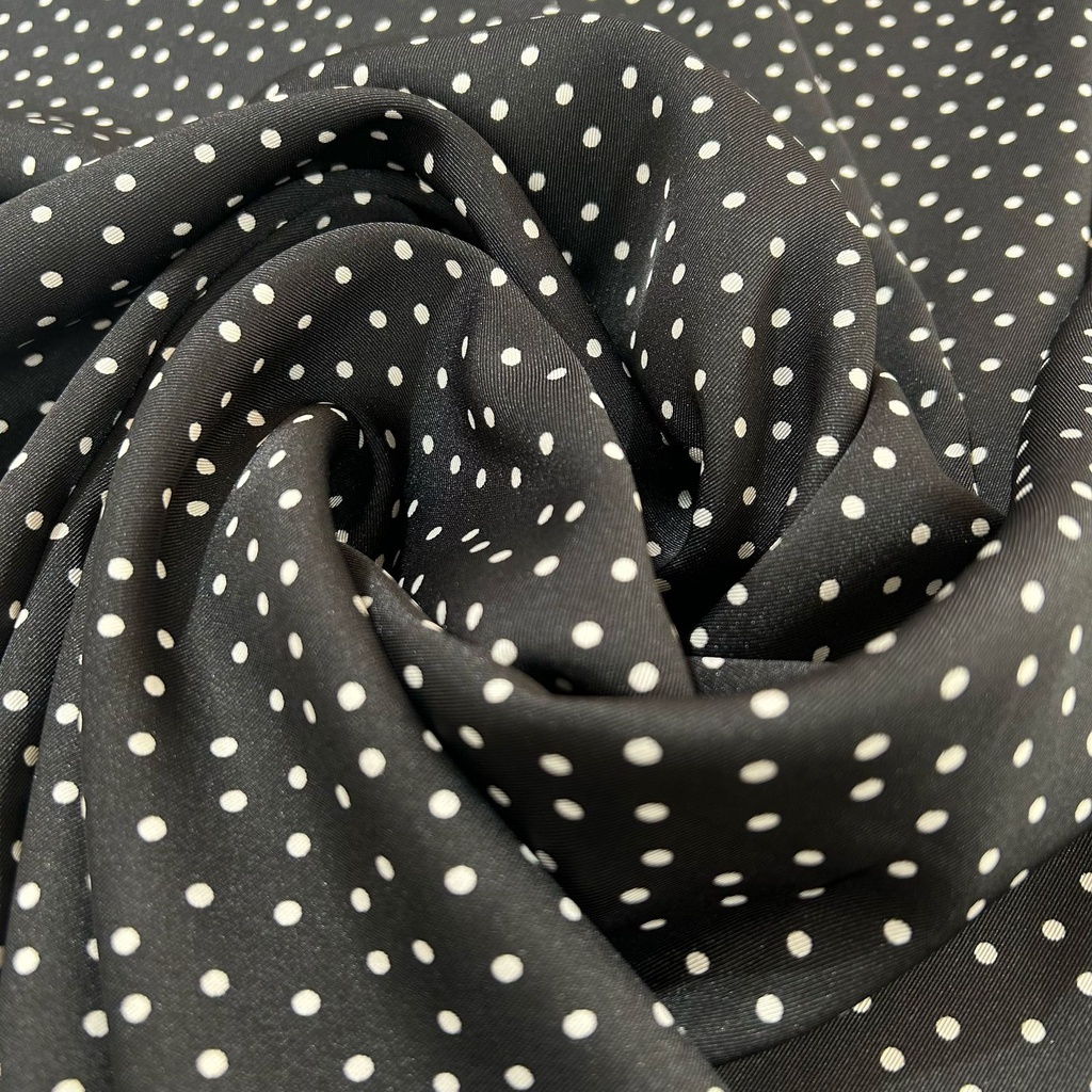 Classic (White) Polka Dots Print On Twill Satin (SS24) TSPS17