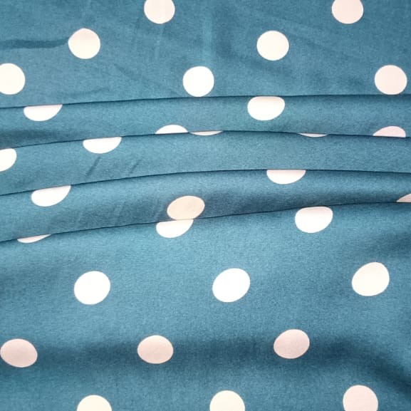 Polka Dots (Green) Print On Twill Satin (SS24) TSPS10