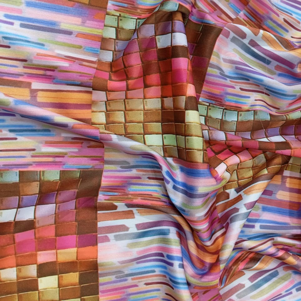 Bricks And More Print On Dutchess Satin S23 DSPS4