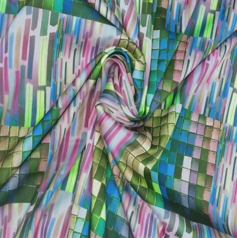 Garden Bricks Print On Dutchess Satin S23 DSPS8