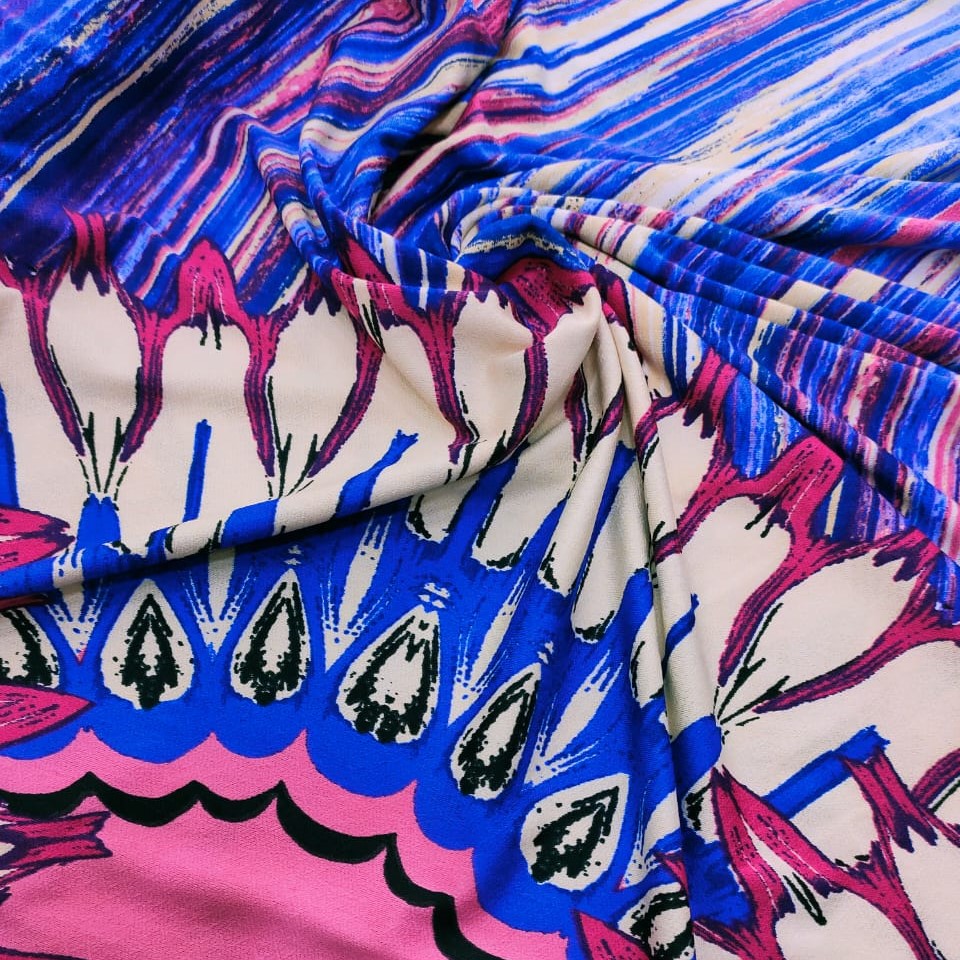 Toto Print (Light Pink) On Mango Crepe Fabric