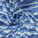 Pictorial Stripes (Ink Blue) Print On Mango Crepe Fabric