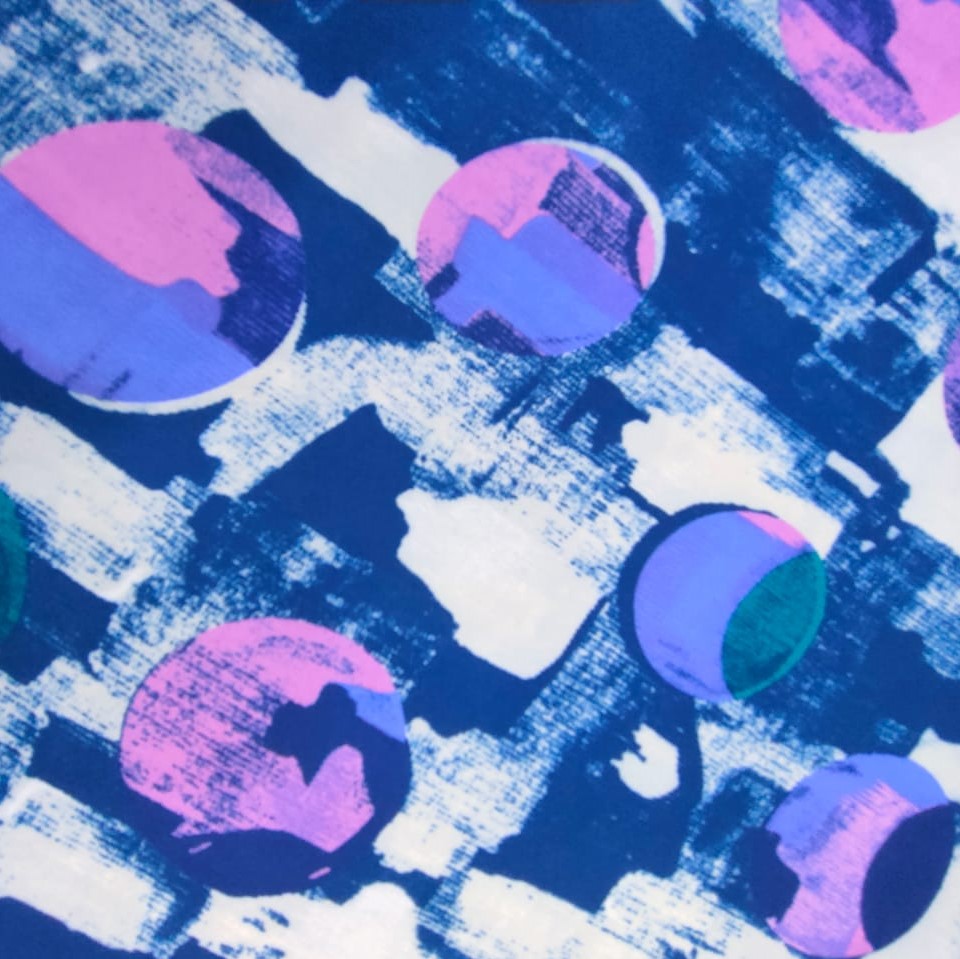 Up To The Blue Print On Royal Georgette (SS20) RGPS21