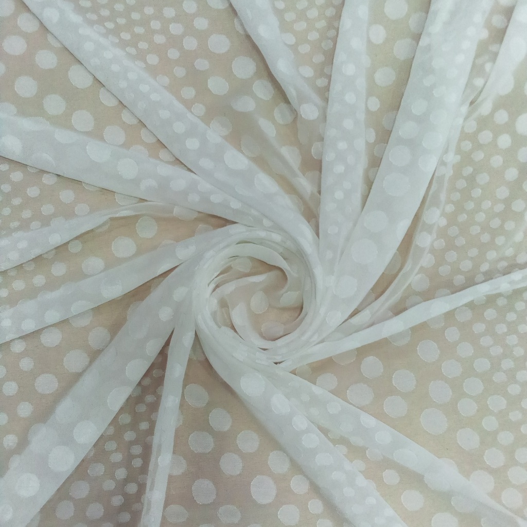 Clip Jacquard Dyed Fabric(Polkas, White)