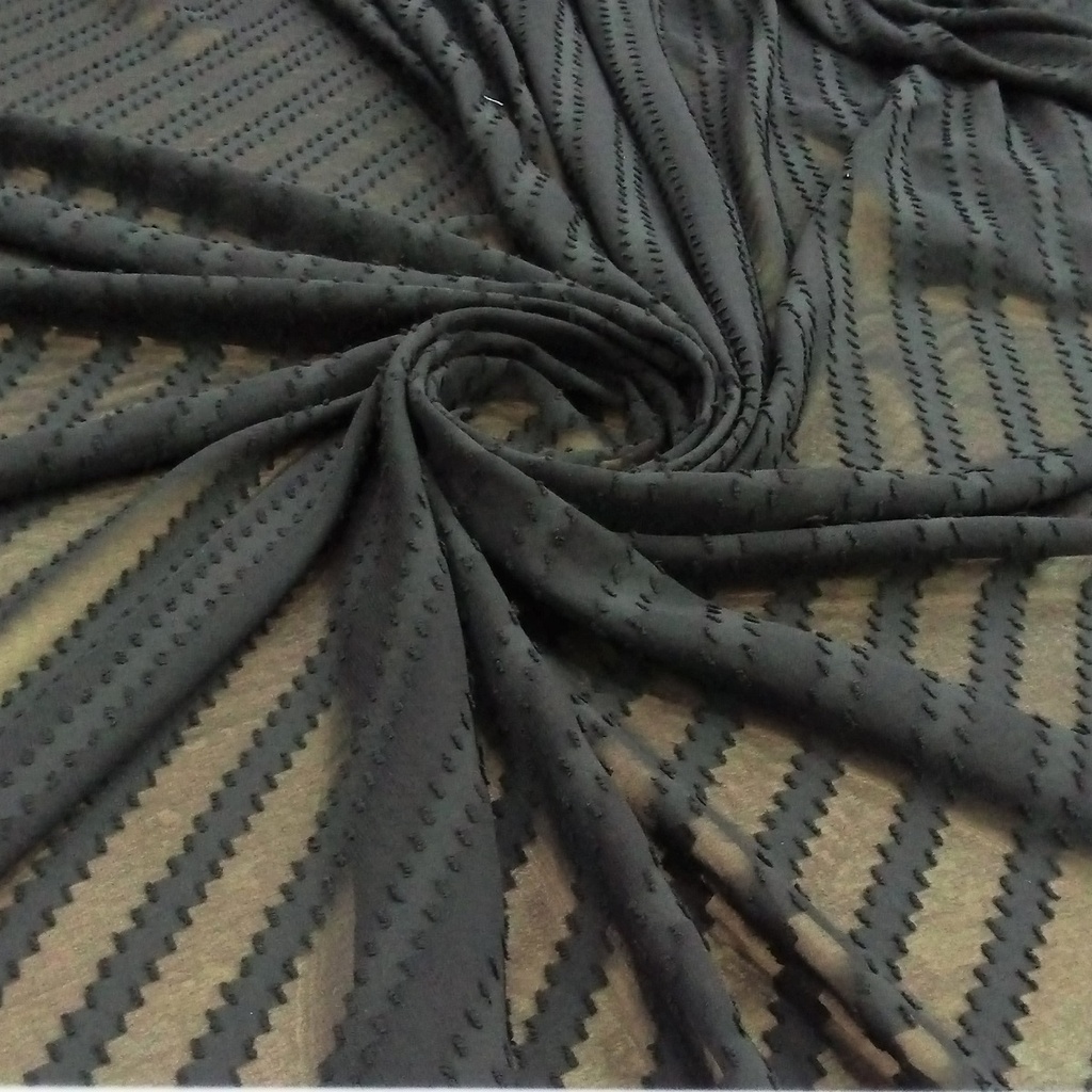 Clip Jacquard Dyed Fabric(Stripes, Black)