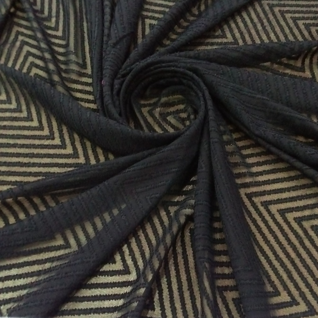 Clip Jacquard Dyed Fabric(Zig-Zag,Black)