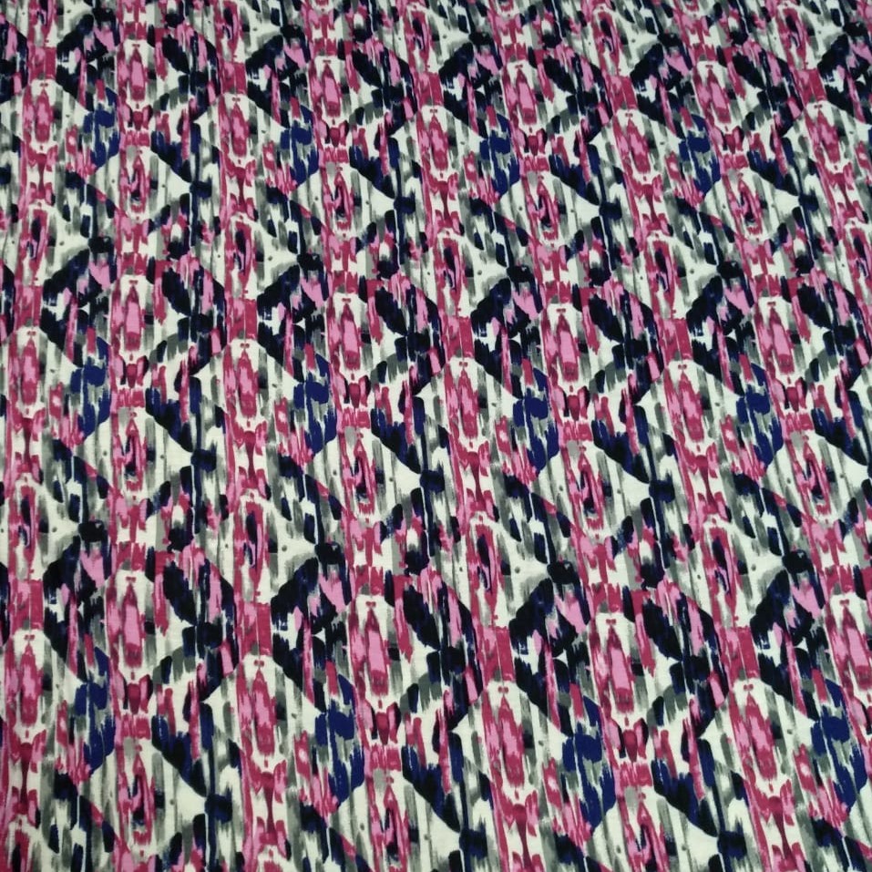 Lattice Art Print On Viscose Knitted S24 VKPS09