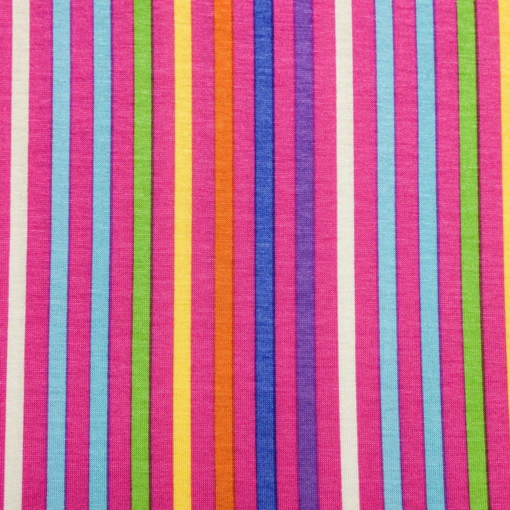 Stripes(Rainbow) Print On Viscose Knitted S24 VKPS13