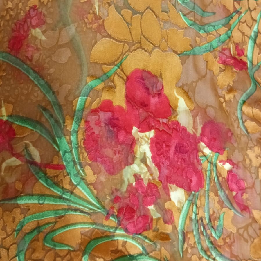 Print on Pure Silk Satin Burnout