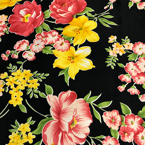 Floral Art Print on Pure Silk Satin
