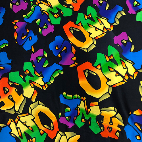 Graffiti Print On Pure Silk Satin