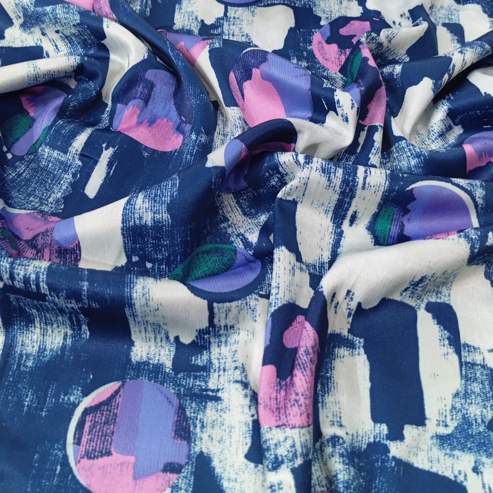 Up To Blue Print On Dutchess Satin S23-DSPS12