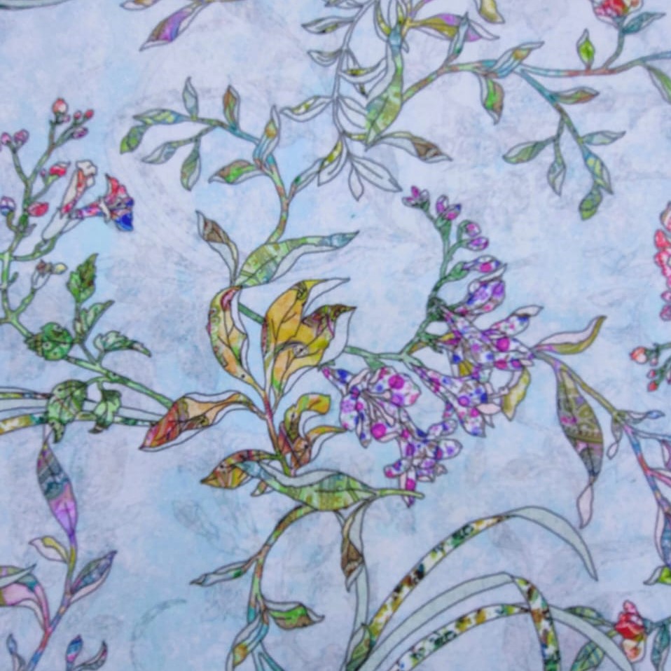 Floriated Print On Royal Georgette (SS20) RGPS07