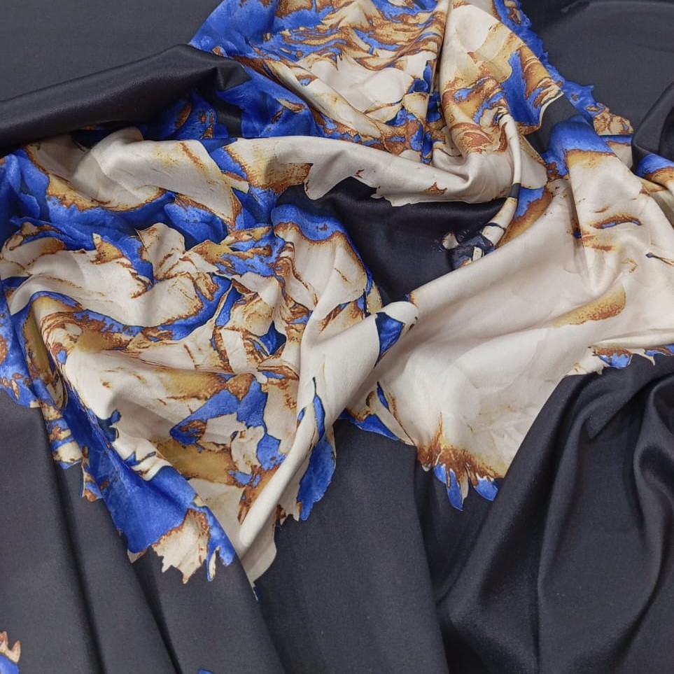 Earthy Floral Night Print On Dutchess Satin S23 DSPS6