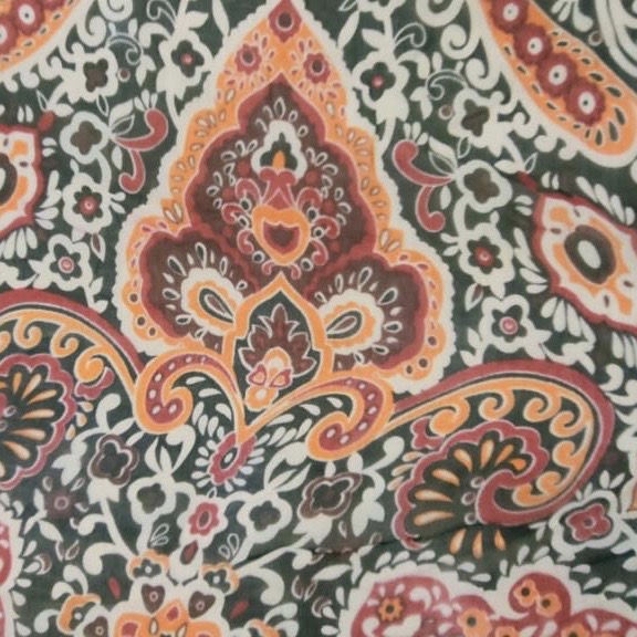 Classic Henna Art Print On Silk Chiffon S23-SCPS241