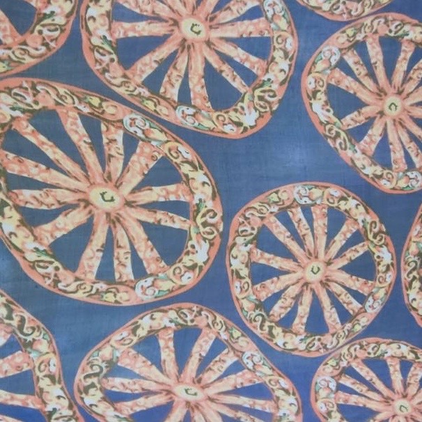 Wheel Of Art Print On Silk Chiffon S23-SCPS268