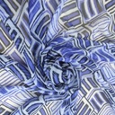 Blue Bricks Print On Silk Chiffon S23-SCPS230