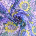 Purple Sunflower Print On Silk Chiffon S23-SCPS257