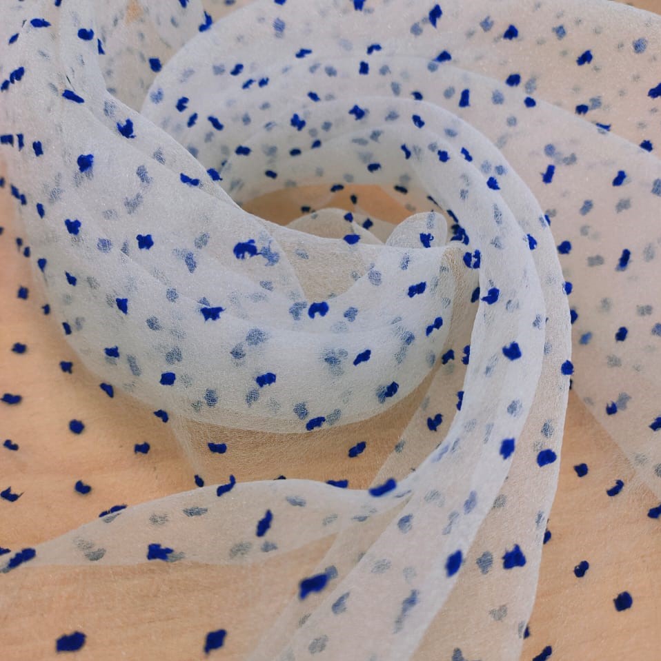 Madonna Organza Dyed Fabric (Two Tone)(Blue on White 18)