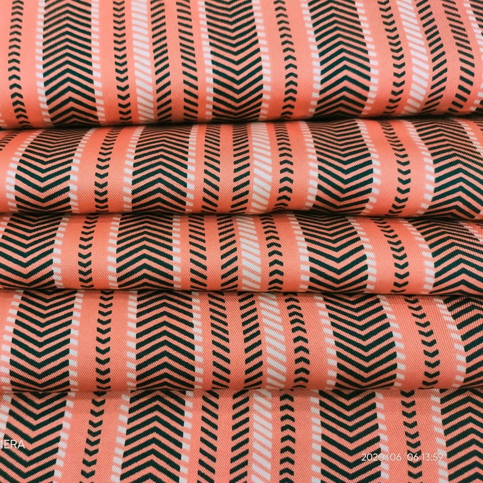 Rust & Black Ethnic Print On Twill Satin (SS24) TSPS02