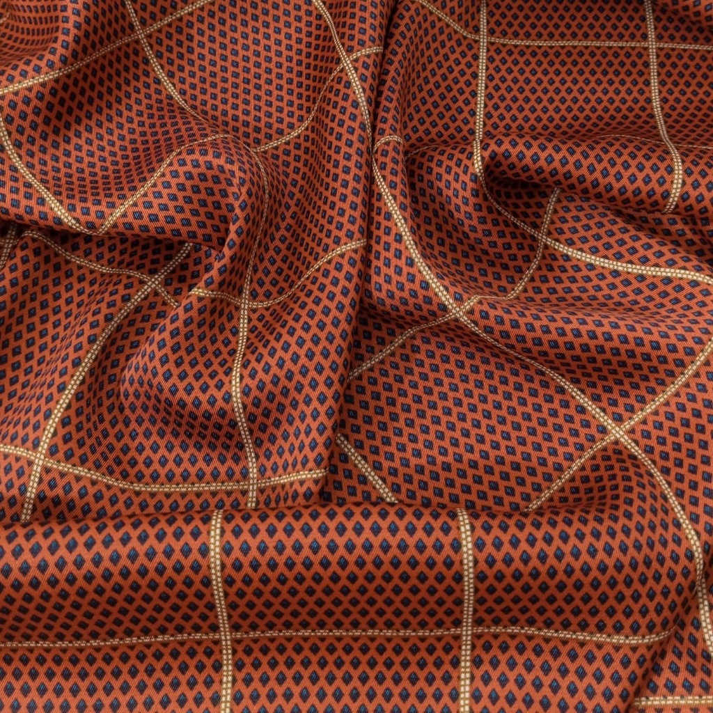 Red Check Print On Twill Satin (SS24) TSPS03