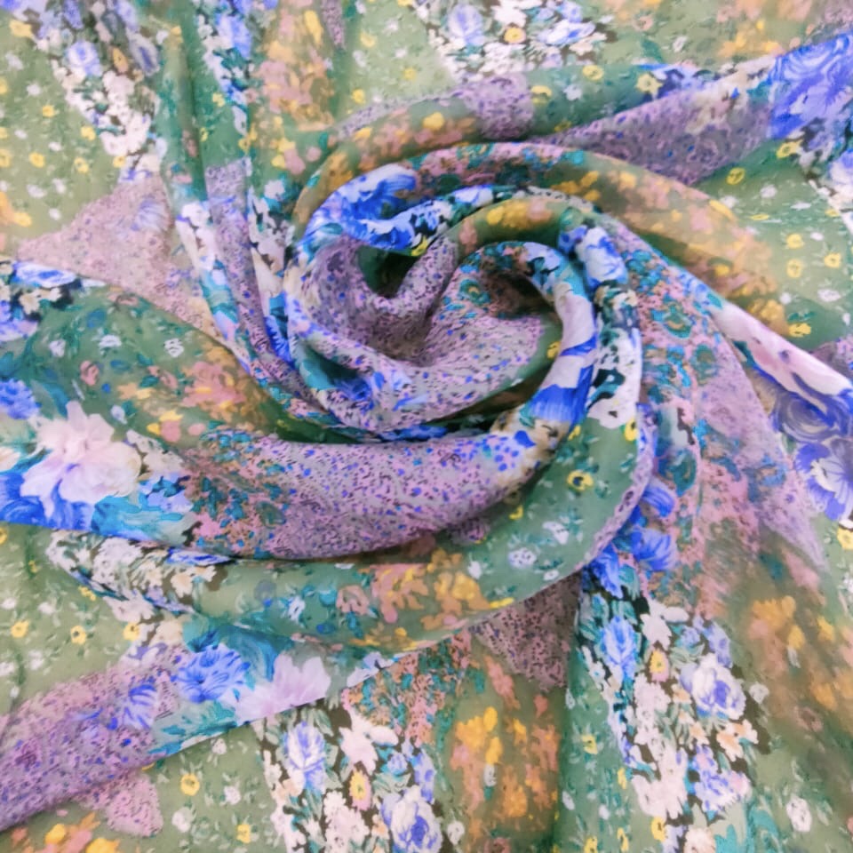 Garden Escape Print On Silk Chiffon S23-SCPS244