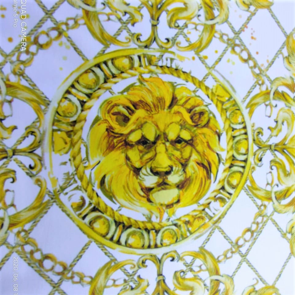 Golden Vaschey Print On Korean Satin S23-KSPS45