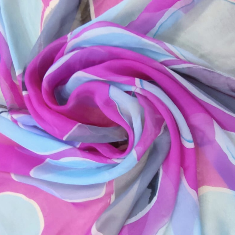 Seahore Pebbles Print On Silk Chiffon S23-SCPS12